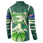 Australian Boomers Basketball Button Sweatshirt Green Hexagon Camo Style With Dynamic Slam Dunk Graphic
