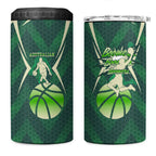 Australian Boomers Basketball 4 in 1 Can Cooler Tumbler Green Hexagon Camo Style With Dynamic Slam Dunk Graphic