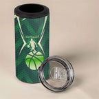 Australian Boomers Basketball 4 in 1 Can Cooler Tumbler Green Hexagon Camo Style With Dynamic Slam Dunk Graphic