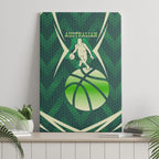 Australian Boomers Basketball Canvas Wall Art Green Hexagon Camo Style With Dynamic Slam Dunk Graphic