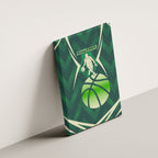 Australian Boomers Basketball Canvas Wall Art Green Hexagon Camo Style With Dynamic Slam Dunk Graphic