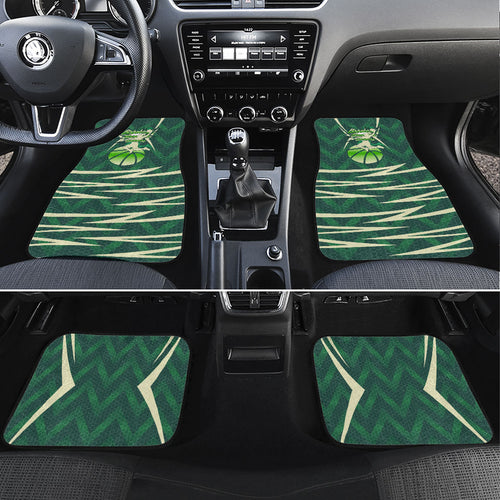 Australian Boomers Basketball Car Mats Green Hexagon Camo Style With Dynamic Slam Dunk Graphic