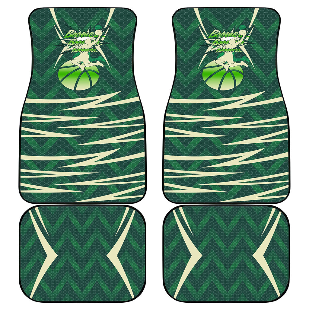 Australian Boomers Basketball Car Mats Green Hexagon Camo Style With Dynamic Slam Dunk Graphic