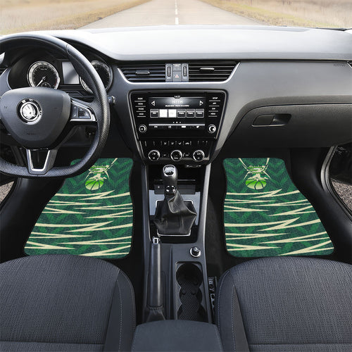Australian Boomers Basketball Car Mats Green Hexagon Camo Style With Dynamic Slam Dunk Graphic