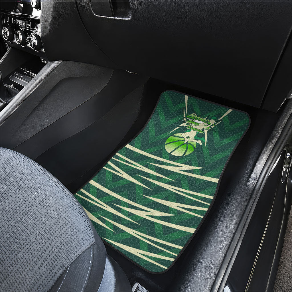 Australian Boomers Basketball Car Mats Green Hexagon Camo Style With Dynamic Slam Dunk Graphic