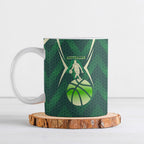 Australian Boomers Basketball Ceramic Mug Green Hexagon Camo Style With Dynamic Slam Dunk Graphic