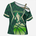 Australian Boomers Basketball Cross Shoulder Shirt Green Hexagon Camo Style With Dynamic Slam Dunk Graphic