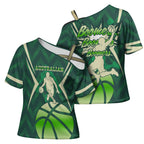Australian Boomers Basketball Cross Shoulder Shirt Green Hexagon Camo Style With Dynamic Slam Dunk Graphic