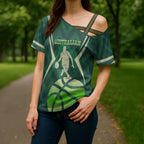 Australian Boomers Basketball Cross Shoulder Shirt Green Hexagon Camo Style With Dynamic Slam Dunk Graphic