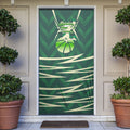 Australian Boomers Basketball Door Cover Green Hexagon Camo Style With Dynamic Slam Dunk Graphic