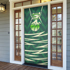 Australian Boomers Basketball Door Cover Green Hexagon Camo Style With Dynamic Slam Dunk Graphic