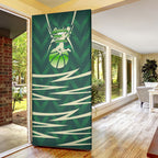 Australian Boomers Basketball Door Cover Green Hexagon Camo Style With Dynamic Slam Dunk Graphic