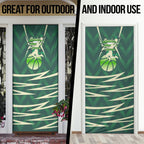 Australian Boomers Basketball Door Cover Green Hexagon Camo Style With Dynamic Slam Dunk Graphic