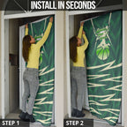 Australian Boomers Basketball Door Cover Green Hexagon Camo Style With Dynamic Slam Dunk Graphic
