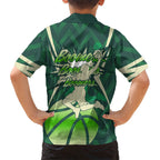 Australian Boomers Basketball Family Matching Short Sleeve Bodycon Dress and Hawaiian Shirt Green Hexagon Camo Style With Dynamic Slam Dunk Graphic