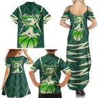 Australian Boomers Basketball Family Matching Summer Maxi Dress and Hawaiian Shirt Green Hexagon Camo Style With Dynamic Slam Dunk Graphic
