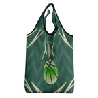 Australian Boomers Basketball Grocery Bag Green Hexagon Camo Style With Dynamic Slam Dunk Graphic