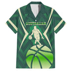 Australian Boomers Basketball Hawaiian Shirt Green Hexagon Camo Style With Dynamic Slam Dunk Graphic