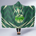 Australian Boomers Basketball Hooded Blanket Green Hexagon Camo Style With Dynamic Slam Dunk Graphic