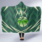 Australian Boomers Basketball Hooded Blanket Green Hexagon Camo Style With Dynamic Slam Dunk Graphic