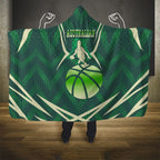Australian Boomers Basketball Hooded Blanket Green Hexagon Camo Style With Dynamic Slam Dunk Graphic