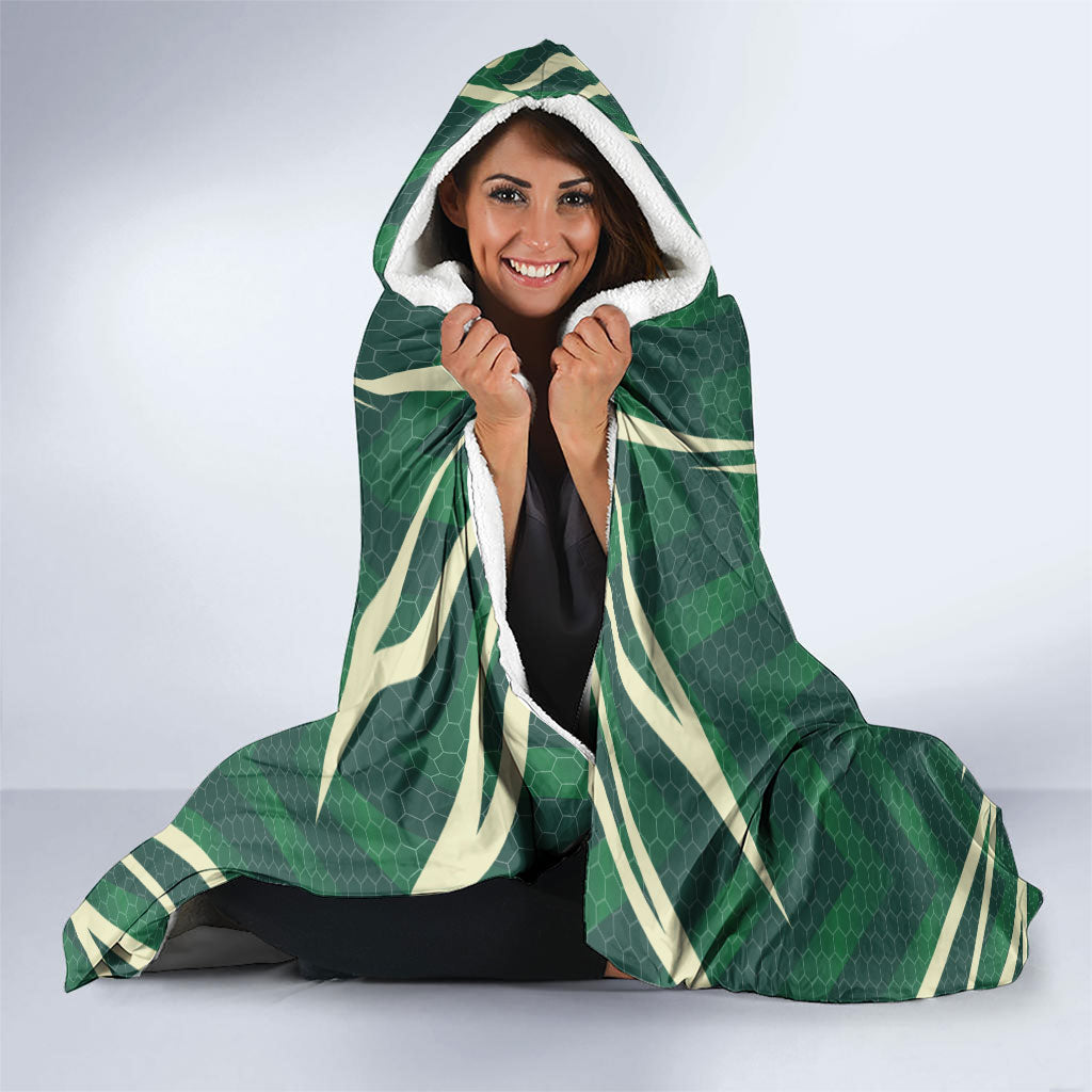 Australian Boomers Basketball Hooded Blanket Green Hexagon Camo Style With Dynamic Slam Dunk Graphic