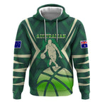 Australian Boomers Basketball Hoodie Green Hexagon Camo Style With Dynamic Slam Dunk Graphic