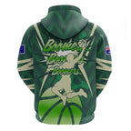 Australian Boomers Basketball Hoodie Green Hexagon Camo Style With Dynamic Slam Dunk Graphic