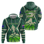 Australian Boomers Basketball Hoodie Green Hexagon Camo Style With Dynamic Slam Dunk Graphic