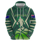 Australian Boomers Basketball Hoodie Green Hexagon Camo Style With Dynamic Slam Dunk Graphic