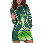 Australian Boomers Basketball Hoodie Dress Green Hexagon Camo Style With Dynamic Slam Dunk Graphic