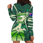 Australian Boomers Basketball Hoodie Dress Green Hexagon Camo Style With Dynamic Slam Dunk Graphic