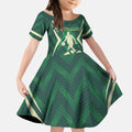 Australian Boomers Basketball Kid Short Sleeve Dress Green Hexagon Camo Style With Dynamic Slam Dunk Graphic