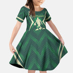 Australian Boomers Basketball Kid Short Sleeve Dress Green Hexagon Camo Style With Dynamic Slam Dunk Graphic