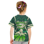 Australian Boomers Basketball Kid T Shirt Green Hexagon Camo Style With Dynamic Slam Dunk Graphic