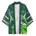 Australian Boomers Basketball Kimono Green Hexagon Camo Style With Dynamic Slam Dunk Graphic