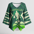 Australian Boomers Basketball Kimono Sleeve Blouse Green Hexagon Camo Style With Dynamic Slam Dunk Graphic