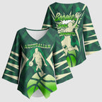 Australian Boomers Basketball Kimono Sleeve Blouse Green Hexagon Camo Style With Dynamic Slam Dunk Graphic