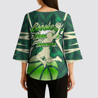 Australian Boomers Basketball Kimono Sleeve Blouse Green Hexagon Camo Style With Dynamic Slam Dunk Graphic