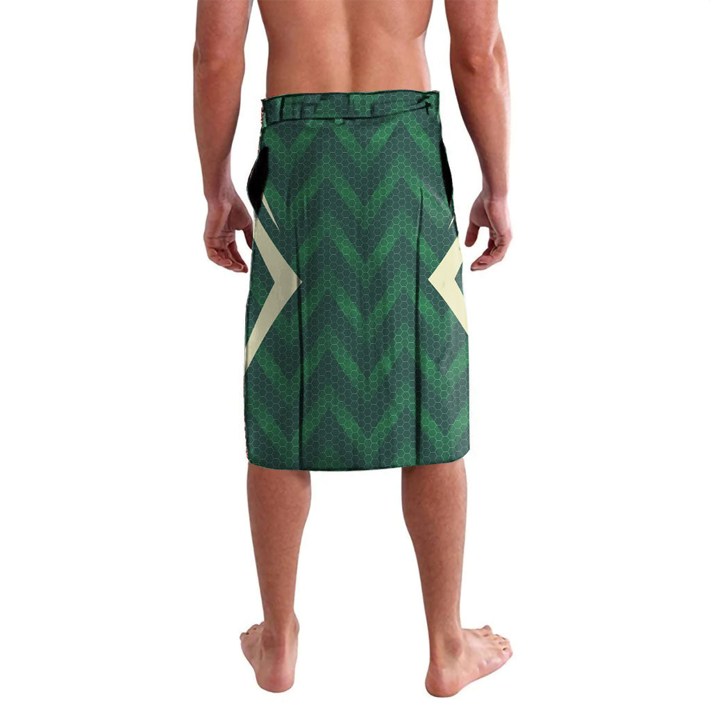Australian Boomers Basketball Lavalava Green Hexagon Camo Style With Dynamic Slam Dunk Graphic