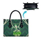 Australian Boomers Basketball Leather Bag Green Hexagon Camo Style With Dynamic Slam Dunk Graphic