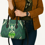 Australian Boomers Basketball Leather Bag Green Hexagon Camo Style With Dynamic Slam Dunk Graphic