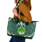Australian Boomers Basketball Leather Tote Bag Green Hexagon Camo Style With Dynamic Slam Dunk Graphic