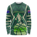 Australian Boomers Basketball Long Sleeve Shirt Green Hexagon Camo Style With Dynamic Slam Dunk Graphic