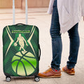 Australian Boomers Basketball Luggage Cover Green Hexagon Camo Style With Dynamic Slam Dunk Graphic