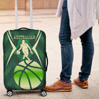 Australian Boomers Basketball Luggage Cover Green Hexagon Camo Style With Dynamic Slam Dunk Graphic