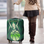 Australian Boomers Basketball Luggage Cover Green Hexagon Camo Style With Dynamic Slam Dunk Graphic