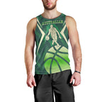 Australian Boomers Basketball Men Tank Top Green Hexagon Camo Style With Dynamic Slam Dunk Graphic