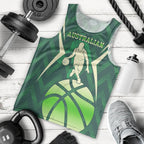 Australian Boomers Basketball Men Tank Top Green Hexagon Camo Style With Dynamic Slam Dunk Graphic