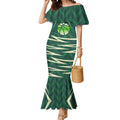 Australian Boomers Basketball Mermaid Dress Green Hexagon Camo Style With Dynamic Slam Dunk Graphic